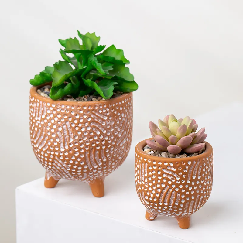 YUANWANG Home Decor Pot de plantes en céramique avec plante artificielle Pot en terre cuite Plantes succulentes