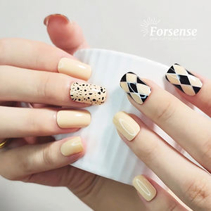 Vente en gros ongles à pression carrés moyens fourniture en vrac ongles artificiels <span class=keywords><strong>beige</strong></span> jaune bouts design chic imprimé vache <span class=keywords><strong>faux</strong></span> ongles avec de la colle - Product Image 2