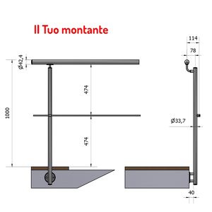 MAIN COURANTE DROITE Ø 33.7 OFFSET Satin AISI 304 Acier Inoxydable Traverse Fixation Latérale Hauteur SKU Balustrades Mains Courantes - Product Image 1