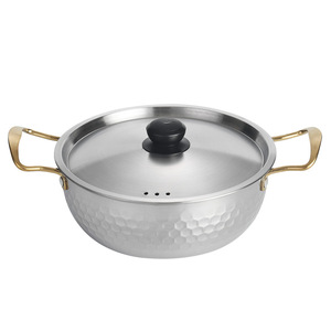 Stainless Steel Soup <b>Pot</b> 2.1-3L <b>Induction</b> Compatible Double Handle With Lid - Product Image 1
