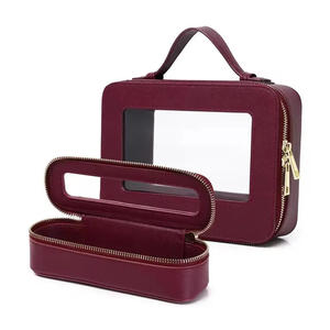Ensemble d'organisateurs zippés en cuir Saffiano PU et TPU transparent de qualité supérieure, avec nom personnalisé, coffret cadeau, trousse de toilette - Product Image 4