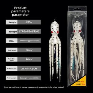 Señuelo de goma artificial luminoso con diseño de pulpo y calamar, con doble anzuelo para pesca en agua salada - Product Image 3