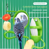 Mangeoire à oiseaux en plastique écologique, support en forme de pivoine tigrée, panier suspendu pour fruits et légumes, miroir, fourchette à fruits pour oiseaux, fournitures