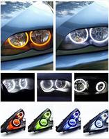 Anneaux halo LED bicolores blanc/jaune, éclairage en coton, 7 RGB 2D, kit de phares LED SMD Angel Eyes pour Lexus ES300 2002, pour BMW E46