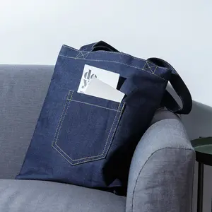 高品質の洗える耐久性のあるジーンズ綿100% 環境に優しいデニムショッピングトートバッグ