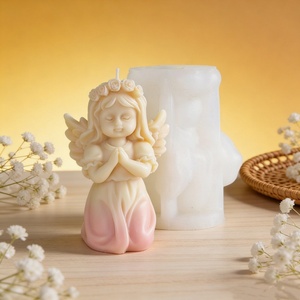 Moule en silicone pour bougie d'aromathérapie, gâteau, diffuseur, pierre en résine époxy, plâtre, motifs Fille ange et Petit garçon, DIY, transfrontalier - Product Image 3