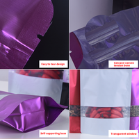 Sac réutilisable à fermeture éclair en aluminium de couleur scellée avec fenêtre Pochette en mylar à fermeture éclair pour aliments noire résistante aux odeurs
