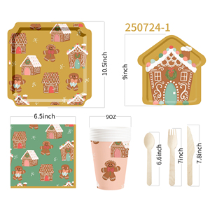 Juego de Vajilla Personalizado DAMAI con Forma de Árbol de Navidad, Juego de Platos y Vasos de Papel con Diseño de Cascanueces Navideño - Product Image 3