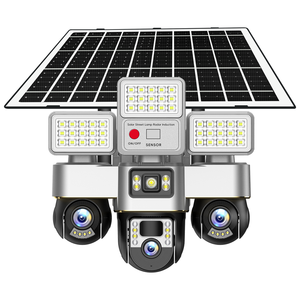 Солнечная светодиодная камера для наружного наблюдения 4G с 3 объективами, 3 PTZ, 12 МП, AI-отслеживанием, ночным видением, обнаружением движения, водонепроницаемость IP66, беспроводная. - Product Image 1