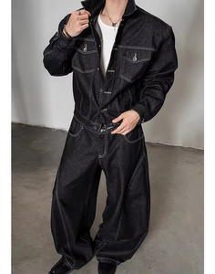 Custom Men's Breathable Blue Denim <b>Jacket</b> Pants Casual Style Autumn Woven Weave Plus Size Embroidered - Product Image 3