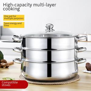 Cuiseur Vapeur Multifonction en Acier Inoxydable de 28 <span class=keywords><strong>cm</strong></span>, <span class=keywords><strong>Marmite</strong></span> à Soupe Ménagère, Batterie de Cuisine de Gros à 2/3/4/5 Couches - Product Image 3