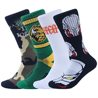 Maquette gratuite, faible MOQ, chaussettes de sport en coton personnalisées, design coloré, logo de personnage, chaussettes de sport tendance pour hommes