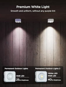 Lumière de Noël permanente intelligente 12V 24V IP68, lumière ponctuelle LED RGB, étanche pour l'extérieur, pour la décoration des avant-toits - Product Image 4