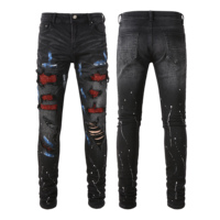 Fabricants de jeans sur mesure, streetwear, jeans skinny déchirés, peints, avec des strass, pour hommes