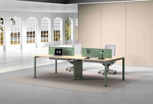 Muebles de Oficina, Diseño Simple, Marco de Aluminio, Mesa de Oficina de Madera para Personal, Blanca, Estación de Trabajo de 2 a 4 Personas, Muebles de Oficina - Product Image 2