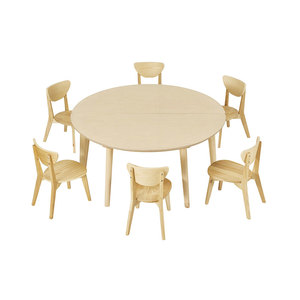 Bureau et chaise pour maternelle, ensemble de meubles, Table ronde <span class=keywords><strong>en</strong></span> <span class=keywords><strong>bois</strong></span>, Montessori, haute qualité - Product Image 5