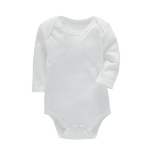 Tutina da bambino in cotone organico bianco tinta unita Unisex manica lunga tinta unita Design bianco body body all'ingrosso - Product Image 1