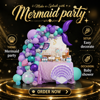 Kit de guirlande de ballons en latex sirène, décoration de fête sous-marine, ensemble d'arche, violet, bleu, rose, décoration de baby shower