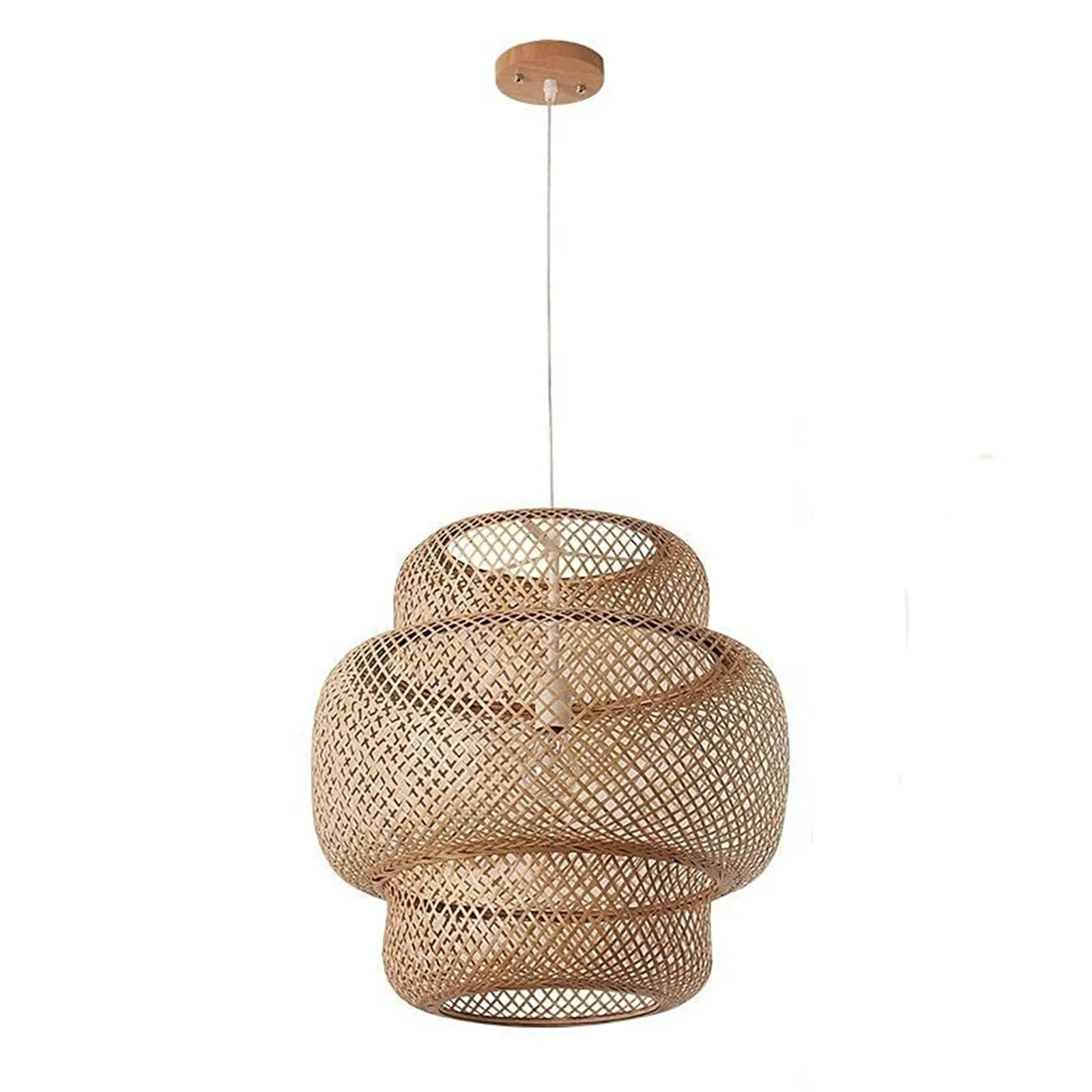 Bamboo Lighting Straw Rustic Rattan Pendant Light Fixture Wicker Lamp Shade Basket Woven Chandelier for Dining Room Living Room