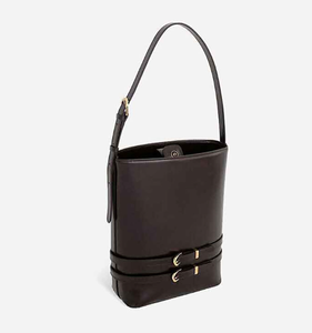 Sac à main de luxe personnalisé avec logo, sac bandoulière en cuir uni, sac seau tendance pour femme - Product Image 3