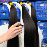 Extensions de cheveux brésiliens Remy lisses, qualité 5A-7A, double trame, lots non traités, vente en gros