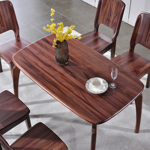 Mesa de comedor Rectangular de alta calidad Diseño moderno simple Estilo de comedor occidental Apartamentos pequeños y grandes Barras de bambú de ébano adecuadas - Product Image 4