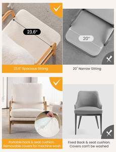 Modern Sherpa Lounge <b>Arm</b> <b>Chair</b> for Home for Living Room Bedroom or Dining Cozy <b>Comfy</b> for Reading Wide for Small Apartment - Product Image 3