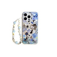 Coque de téléphone en TPU bleu abstrait rétro pour 16/15, transparente, résistante aux chocs, coque rigide pour 17 Pro Max