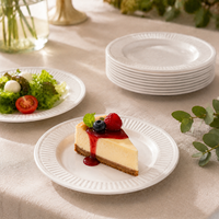 Assiette à dessert jetable en bagasse de canne à sucre compostable de 6 pouces, gaufrée, idéale pour les gâteaux, les amuse-gueules et la restauration événementielle
