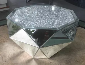 Modern Baru Cahaya Mewah Meja Kopi Berlian Perak Meja Kopi Ruang Tamu Furniture Kualitas Tinggi Disesuaikan Kaca Meja