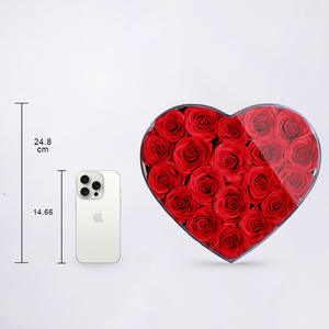 D151 Roses immortelles préservées Rose éternelle fleurs conservées Saint Valentin pour toujours fleurs forme de coeur boîte rose personnalisée - Product Image 4