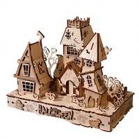 Rumah Hantu Halloween Puzzle Kayu 3D Potongan Laser DIY Mainan Edukatif Model Rakitan untuk Anak Usia 5 hingga 7 Tahun Dekorasi
