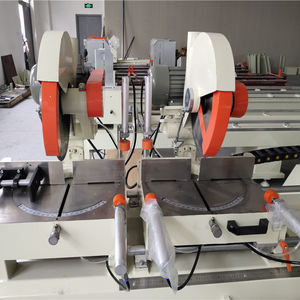 Mesin gergaji potong kepala ganda diskon dengan PLC & Motor untuk jendela pintu aluminium/UPVC/PVC membuat kaku tinggi - Product Image 6