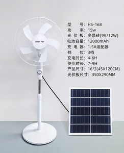 Solar Powered Pedestal Fan Remote <b>Control</b> <b>USB</b> Charging 5 Blades AC Motor Rechargeable Garage Air Cooler Oscillating Adjustable - Product Image 4