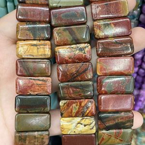 Cuentas de Piedra Rectangulares Planas Naturales de Jaspe Oceánico de 6x10x20mm, Cuentas Sueltas para Hacer Pulseras, Collares y Joyería, Venta al por Mayor - Product Image 2