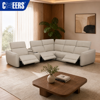 Sofá Reclinable Eléctrico MANWAH CHEERS en Forma de L, Seccional de Cuero con Carga Inalámbrica y Portavasos, Venta al por Mayor para Sala de Estar, OEM