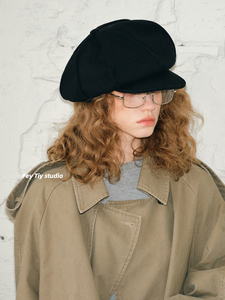 Berretto personalizzabile in puro cotone per l'autunno e l'inverno, Versatile ed elegante, piccolo stile di giornale, cappello per bambini per le donne - Product Image 2