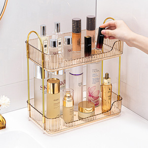 Plateau de rangement cosmétique en acrylique avec poignées, organisateur de maquillage vert pour salle de bain et bureau, capacité 3L, finition polie - Product Image 5