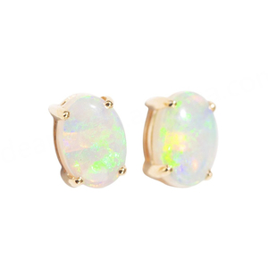 Trendy Rose Gold Plated 925 Sterling Silver 6mm Round Cut White Opal Solitaire Stud <b>Earrings</b> for Engagement & Wedding - Product Image 4