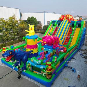 Château gonflable commercial écologique en PVC pour enfants, toboggan géant extérieur, capacité <span class=keywords><strong>30</strong></span> enfants, 12mx6mx6m, pour divertissement - Product Image 1