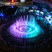 Fontaine musicale circulaire avec formes d'eau dansantes personnalisées, contrôle multimédia, éclairage LED, fontaine extérieure pour aménagement paysager