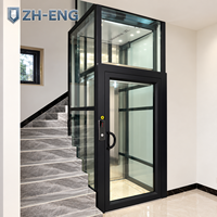 Ascenseur panoramique en verre pour passagers, cabine en acier inoxydable, traction hydraulique, ascenseur pour maison, villa, hôtel résidentiel