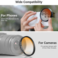 Kit de filtres pour téléphone à clipser 67 mm avec clip griffe froide CPL ND32, filtre étoile 6 branches, filtre couleur dégradé pour iPhone 17 16 16e 15 Samsung S25 Ultra S24