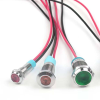 Lampe indicatrice LED étanche 6 mm, ronde et plate, en plastique, à montage sur panneau, rouge, pour tension 220 V
