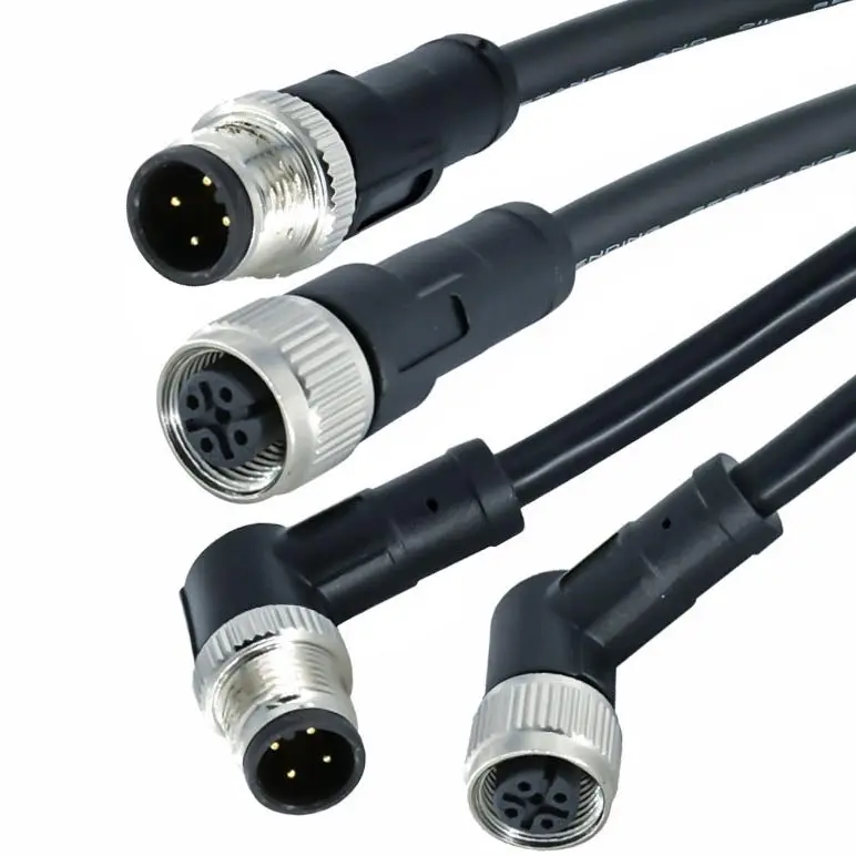 Draht und Kabel elektrisch rund IP68 wasserdicht 2-poliges 3-poliges Kabel 2 3 4 5 8-polige Stifte M12-Stecker
