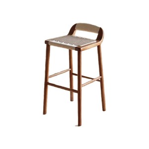 Taburete de Bar de Estilo Chino con Cuerda Tejida, Madera Maciza, Resistente, para Uso Doméstico, Taburete Alto - Product Image 5