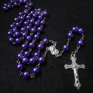Il rosario di perle imitazione da 8mm rende la collana con perline a croce pendenti per la <span class=keywords><strong>preghiera</strong></span> cristiana del cattolicesimo della chiesa - Product Image 6