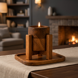Bougie artisanale en bois BuildtoSuit, bougie en cire de soja faite à la main, respectueuse de l'environnement, parfumée, décorative, longue durée, 10,5 x 10,5 - Product Image 4