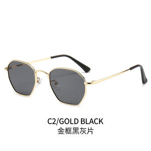 2023 Unique personnel vintage polygone hommes et femmes lunettes de soleil cadre en métal cadre irrégulier lunettes de soleil de mode - Product Image 5