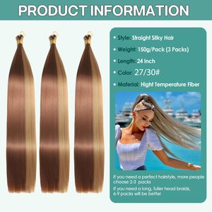 Silky Straight Synthetic Hair Bulk Dyed Heat Resistant Fiber Chemical Wire <b>Wig</b> <b>Braiding</b> Extensions - Product Image 3